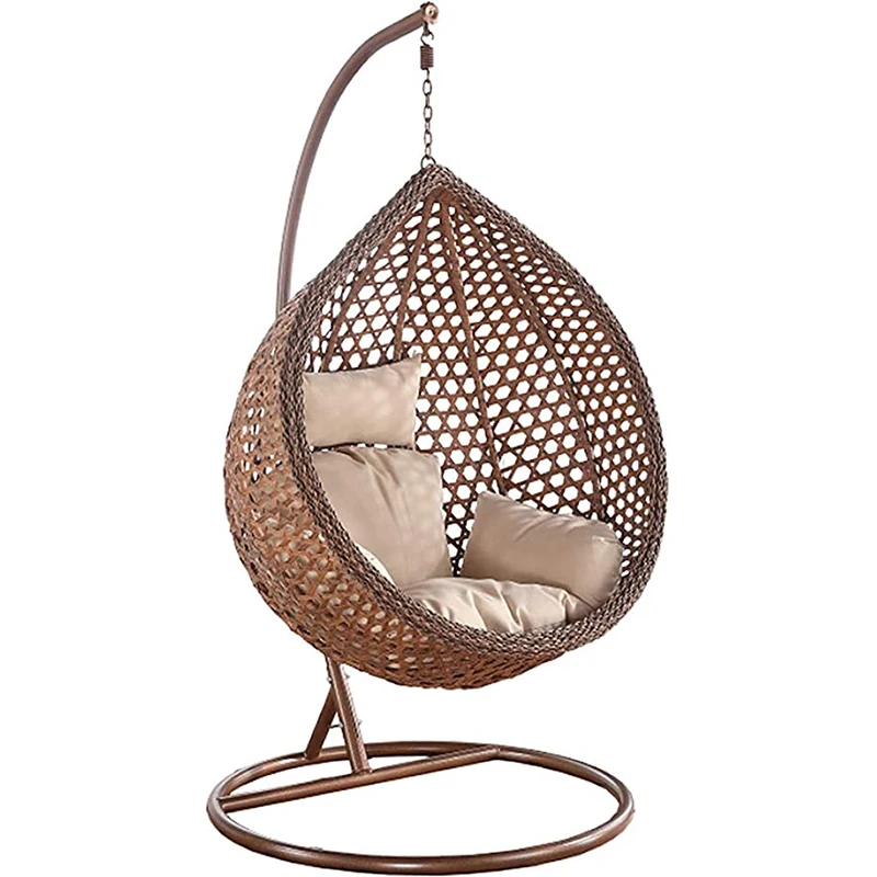 patio swing chair Double Egg Rattan Swing Chair Hanging Chair with Metal Stand