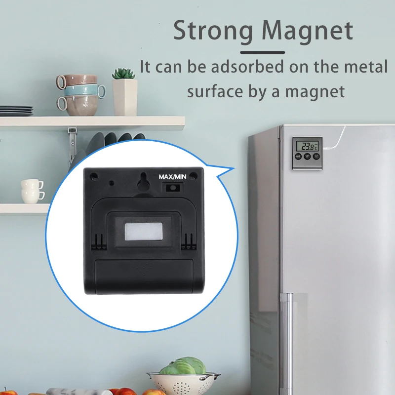 Digital Freezer Alarm with Probe Magnet Cold Room Temperature Gauge Monitor Refrigerator Thermometer