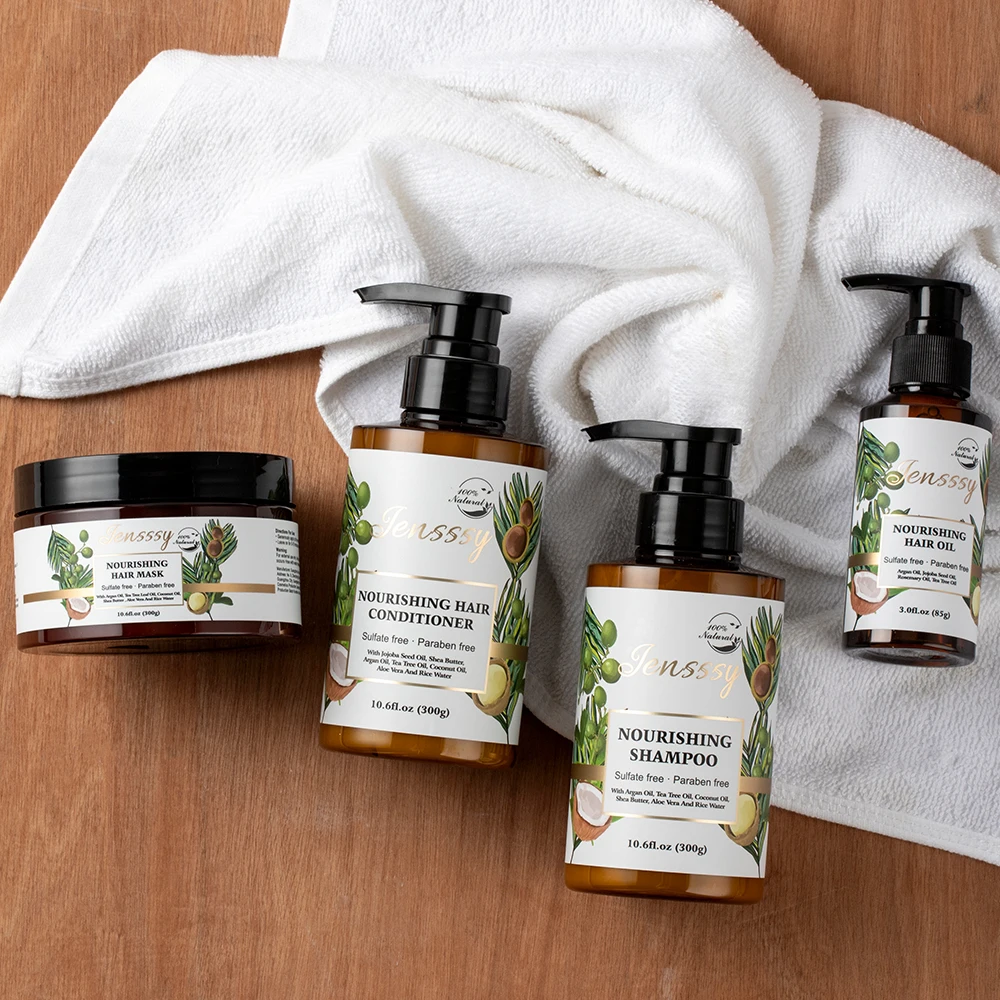 Sulfate free private label rice water growth organic argan oil biotin hair treatment mask shampoo and conditioner hair care sets
