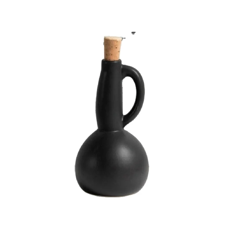 Irregular Kitchenware White Black Stoneware Olive Oil bottle Ceramic Bottles for Olive Oil