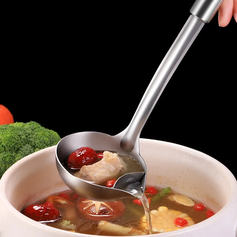 Stainless Steel Filter Oil Residue Soup Spoon Round Handle Soup Spoon Filter Soup Spoon Artifact
