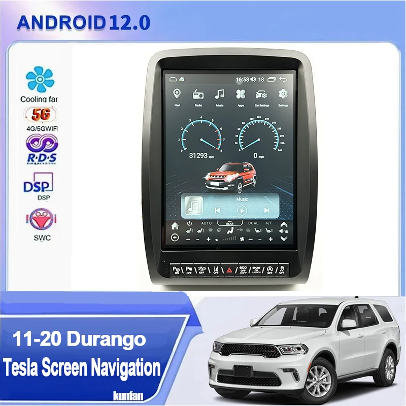 Android Vertical Screen Tesla Style Radio Head Unit For Dodge Durango Sxt 2011-2020 Dashboard Navigation System Upgrade