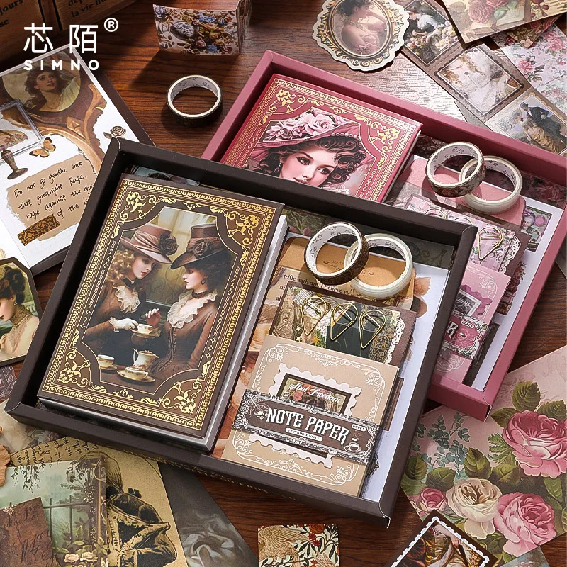 140pcs per box Handbook Gift Set Vintage Warm Sending Series European Handbook DIY Stickers 2 choices