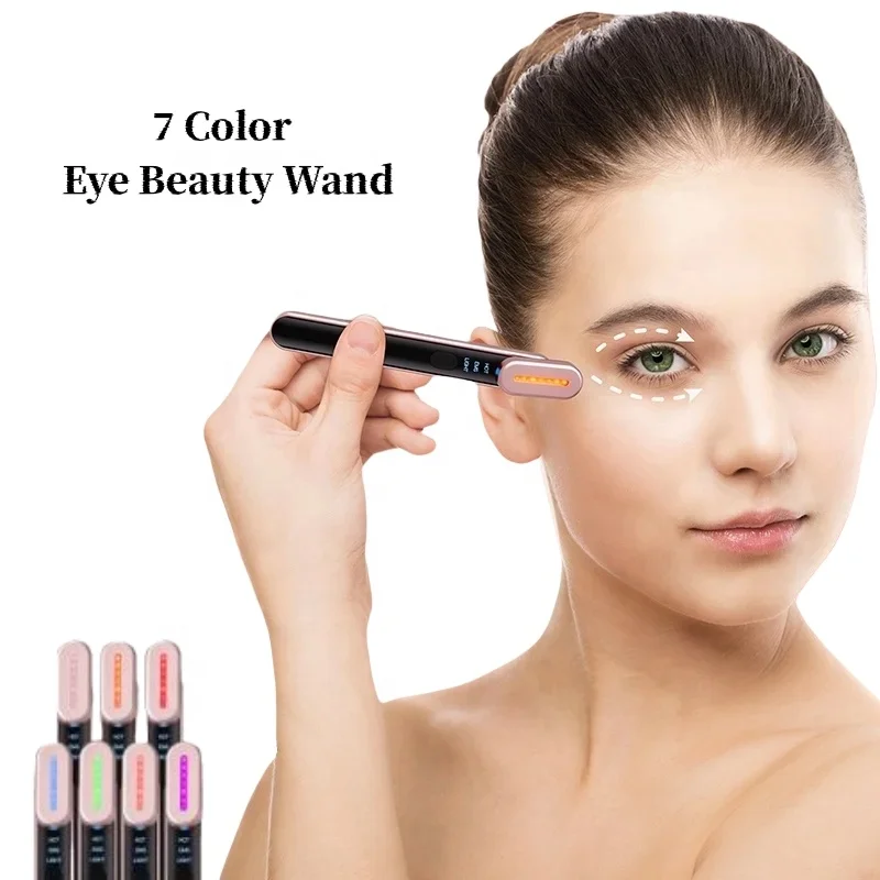 Wholesale Home Use Facial Beauty Equipment Red Light Therapy Eye Massage Wand Ems 7 Colors Eye Lift Anti Aging Eye Beauty Device