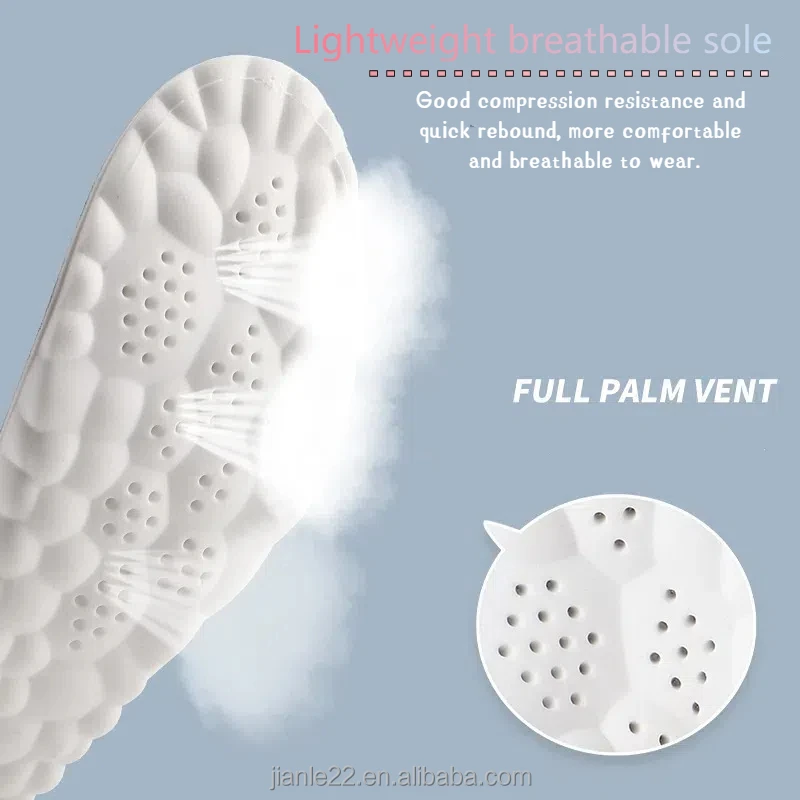 Sports insole boys women step on shit feeling PU anti-bacterial anti-odor breathable high elastic shock absorbent casual insoles