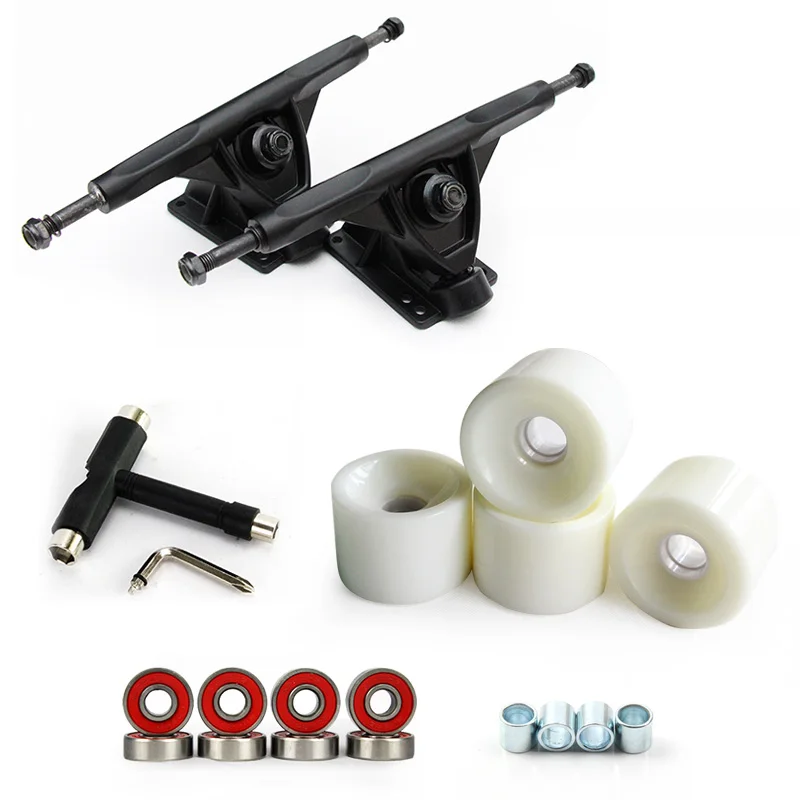 Custom Skateboard  7 8  8.5 inch Longboard Truck And Wheels Set 70*51mm Wheels Black Trucks