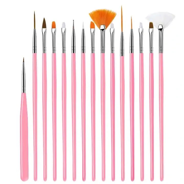 Factory price 15pcs nail brush nail gel polish tools dotting pen liner drawing brush for nail art