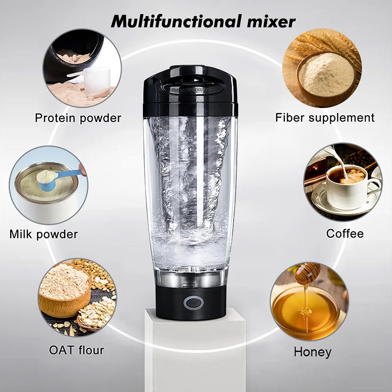 B22078R Custom Wholesale Electric Shaker Cup Protein Gym Sport Shaker Bottle Mixer Electric Protein Shaker Bottle Blender
