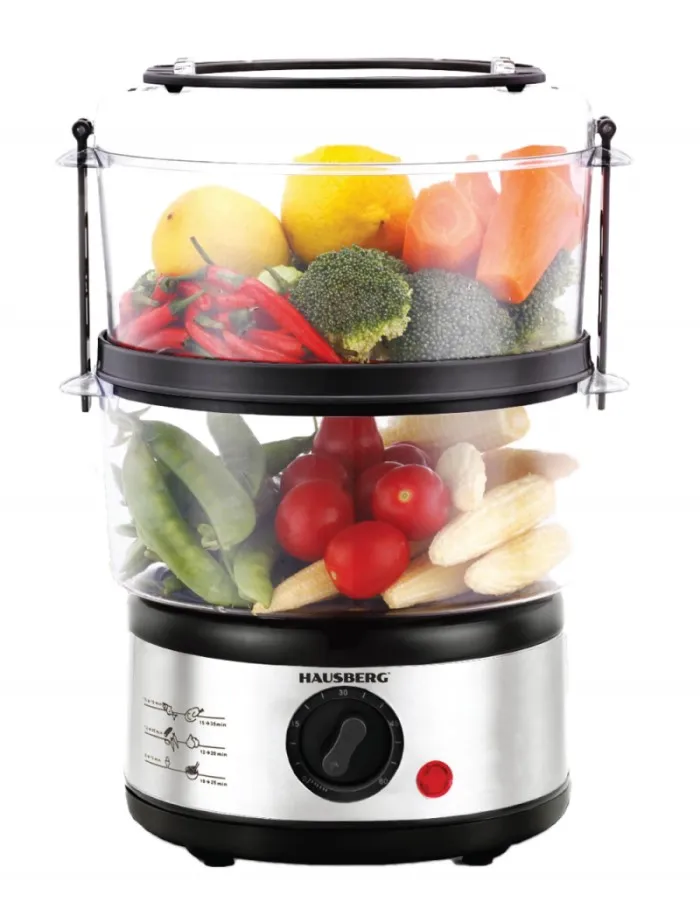 Hausberg-  Newest Mini Electric Cooking Food Steamer with Two Removable Tiers Half Litre Capacity