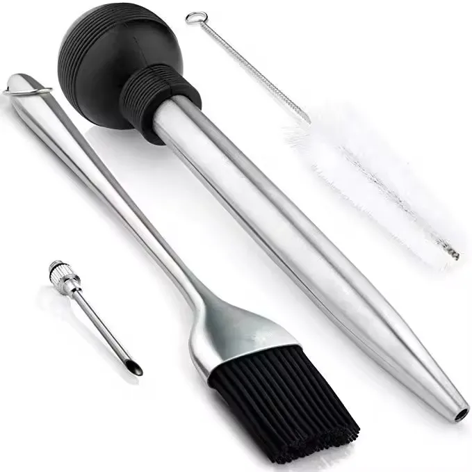 Meat Injector Syringe Turkey Baster with Marinade Injector Needles Cleaning Brush for BBQ Grill Smoker, Turkey and Brisket