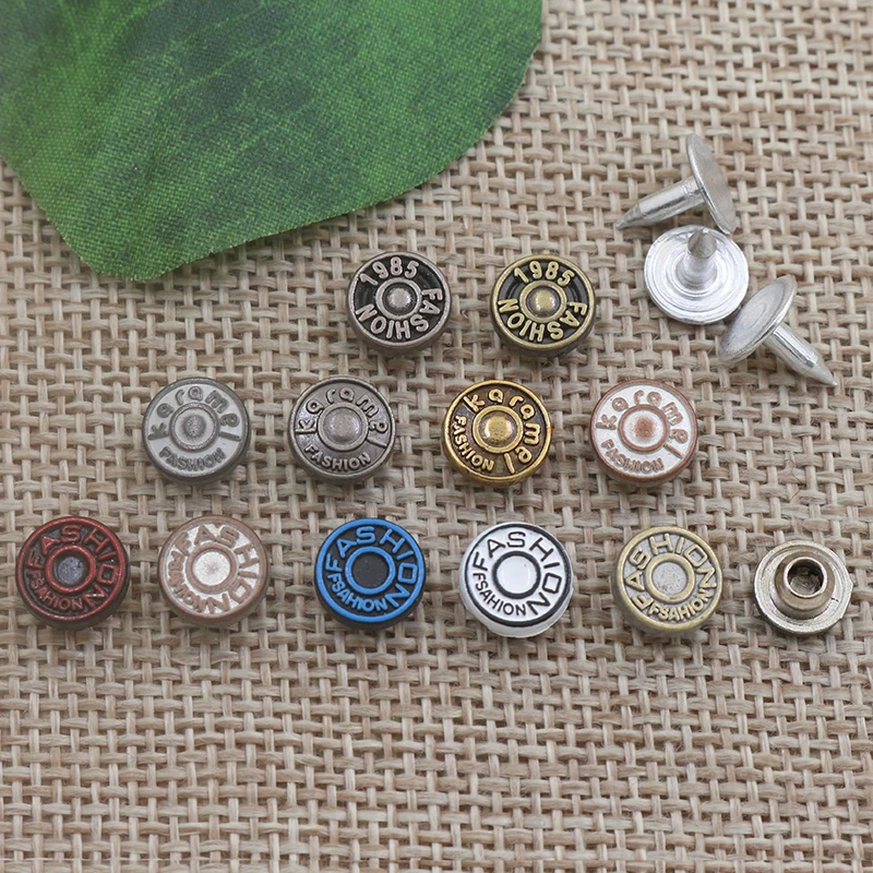 Factory wholesale custom logo 8mm alloy metal button denim rivet for jeans