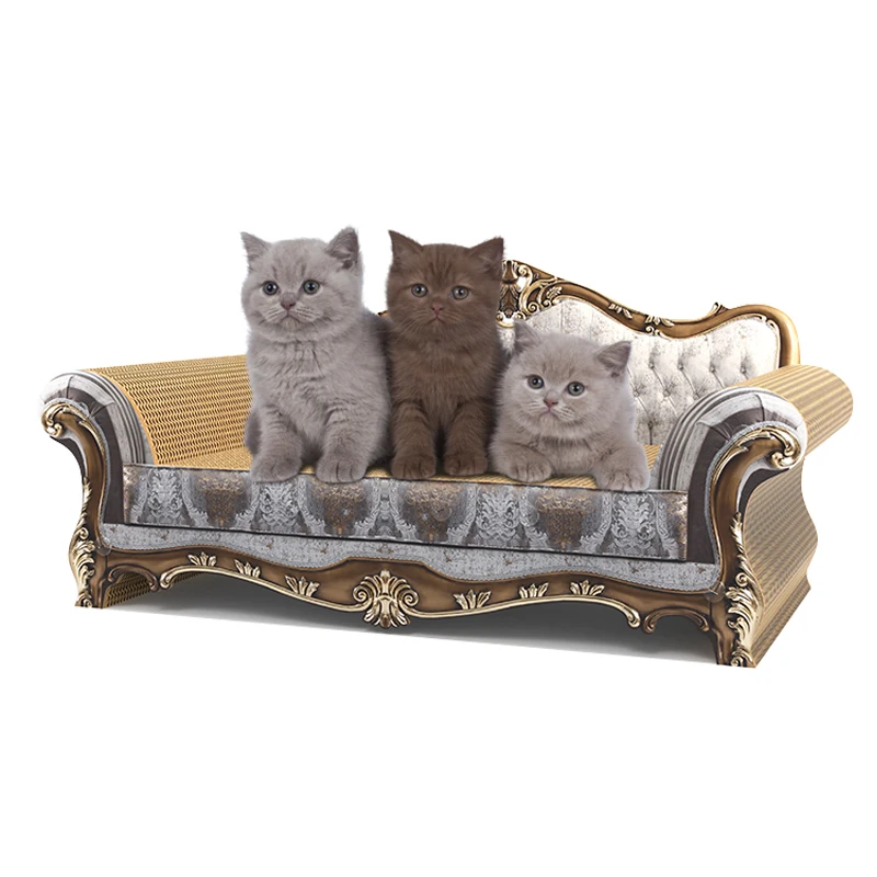 Luxury Cat Scratcher Sofa Bed Hot Wood and Sisal Corrugated Cardboard Furniture Carton Box Sustainable Wood Cactus Shapes 100
