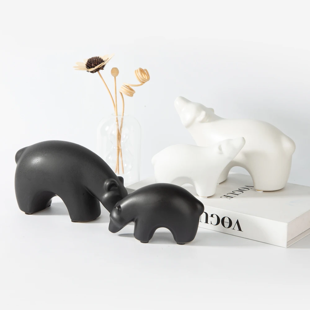 Home Decor Ceramic Bear-shaped Animal Figurines Home Decoration furniture desktop Handmade crafts for Funny Gifts