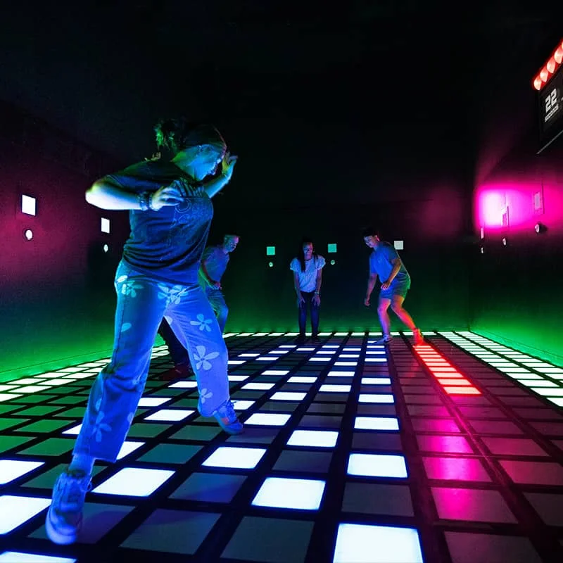 active game Interactive 30x30cm LED Grid Game Metal Floor Arena for Kids in Playhouse Trampoline Park Shopping Mall