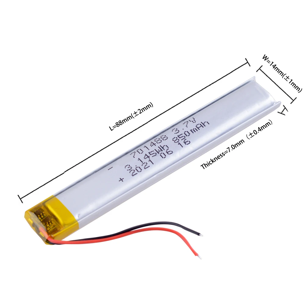 Custom 701488 850mah 3.7v Lithium Polymer Battery Lithium Ion Cells Rechargeable Batteries Lipo Batteries