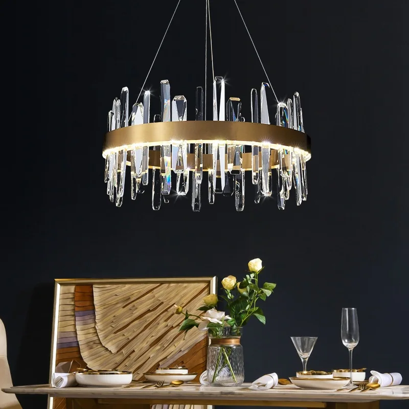 Wholesale Modern Indoor Living Room Dinning Room Oval Decoration Stainless Steel Crystal Led Chandelier Pendant Lamp