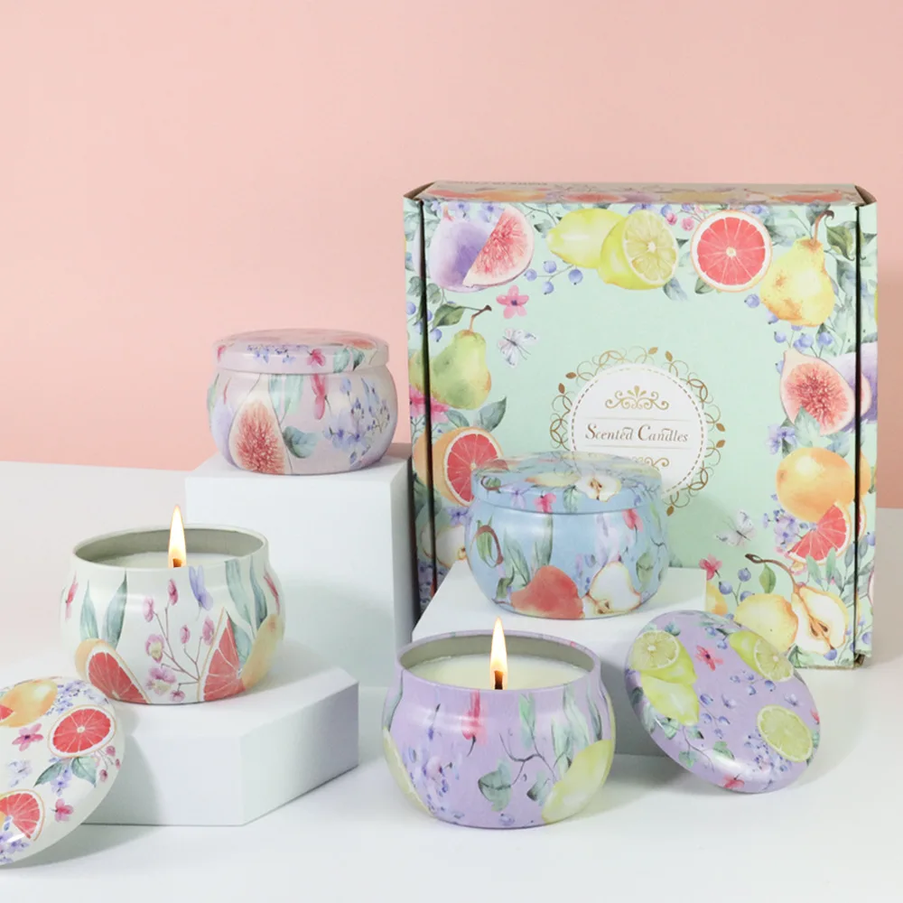 Color Box Luxury 4.4 Scented Soy Wax Customized Metal Tin Box Holiday Birthday Wedding Perfumed Wholesale Candle