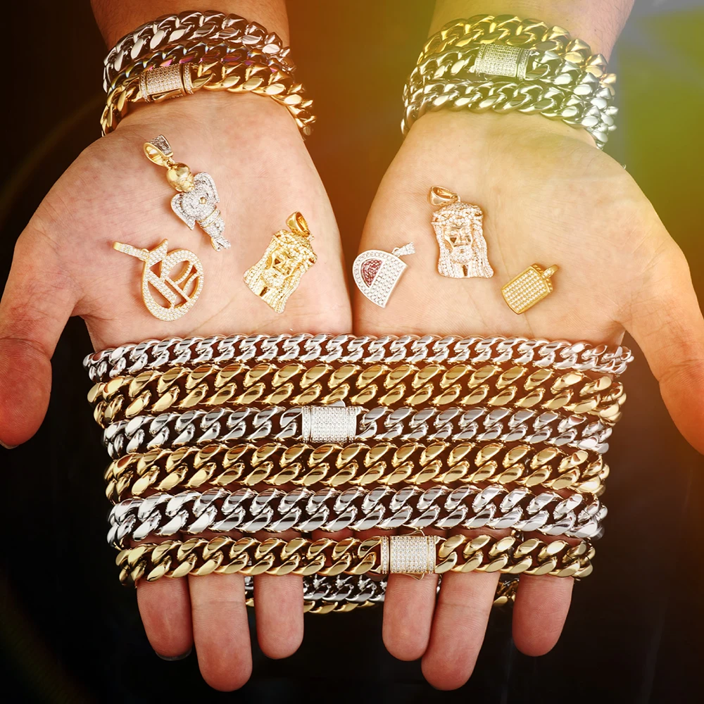  Miss Jewelry 14k gold hip hop jewelry 8mm cuban link chains wholesale price