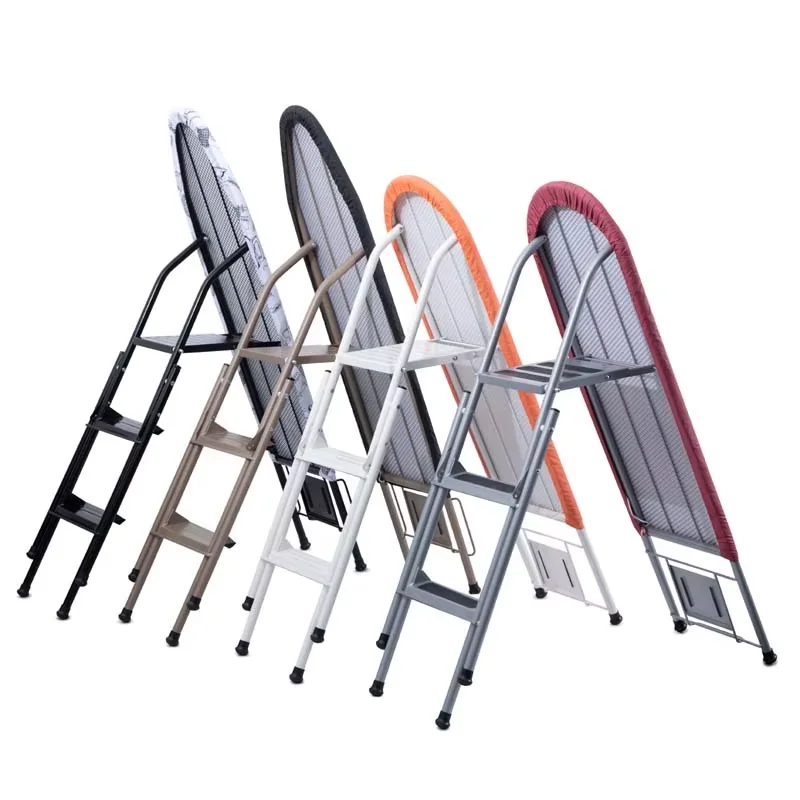 Mul-tifunction Household Compact Landry Adjustable Metal foldable Ironing Board with Step Ladder