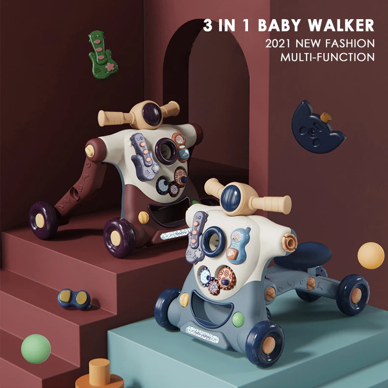 
2021 Hot Sale 3 In 1 Baby Walker Bike Scooter Plastic Leg Correcting Learning Walking Rmovable Toy Baby Trend Walker 