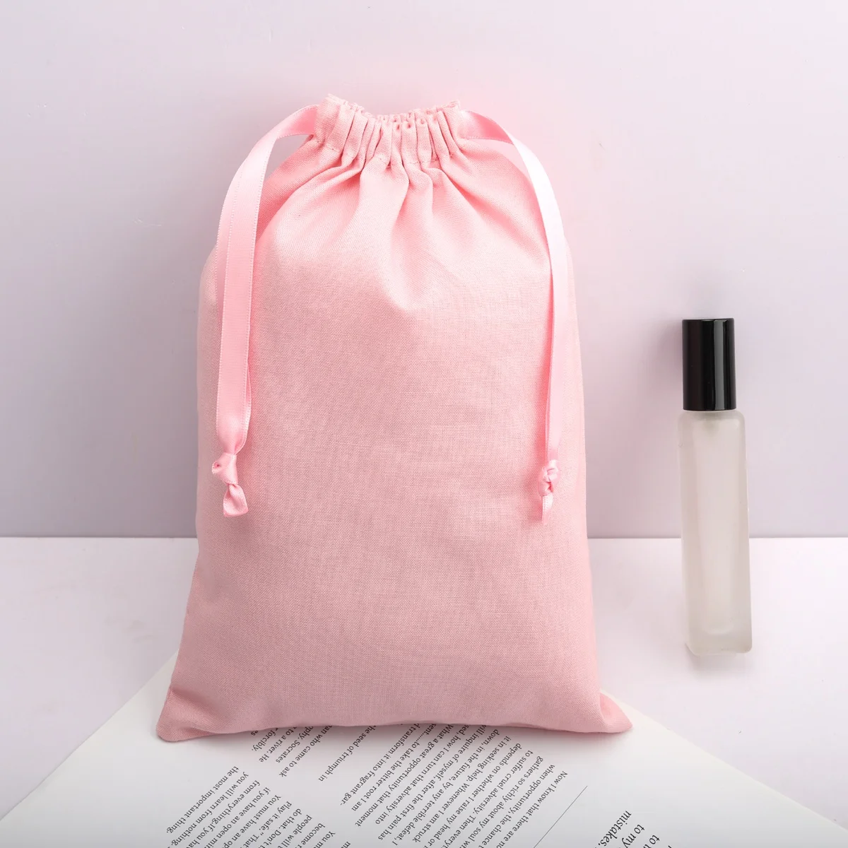 Reusable Pink 100% Linen Drawstring Bag For Skin Eco-Friendly Cotton Muslin Wedding Favor Gift Dust Bag Linen Pouch