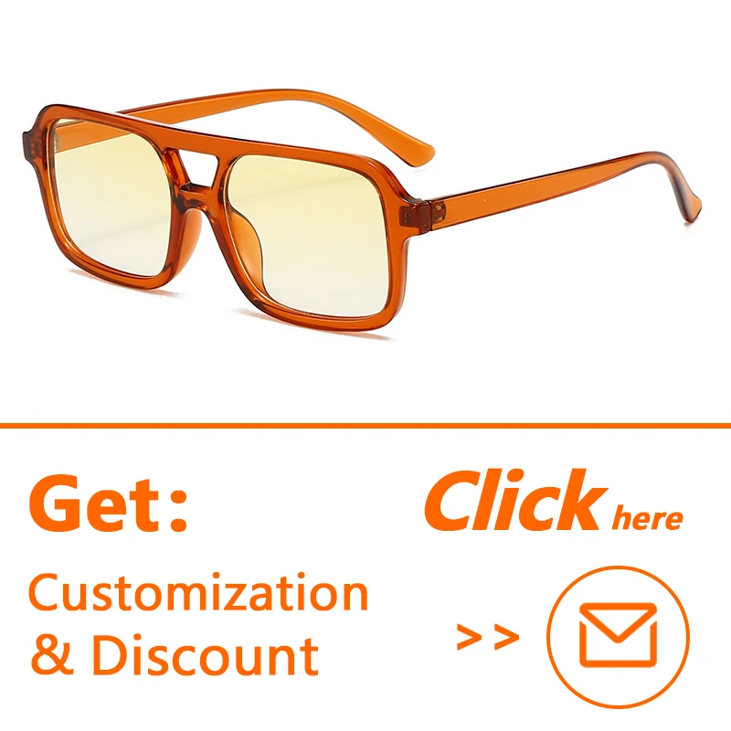Hot Sale Oversized Square PC Frame Shades Eyewear Fashion Double Bridges Trendy Rectangle Flat Top Women and Men Sunglasses
