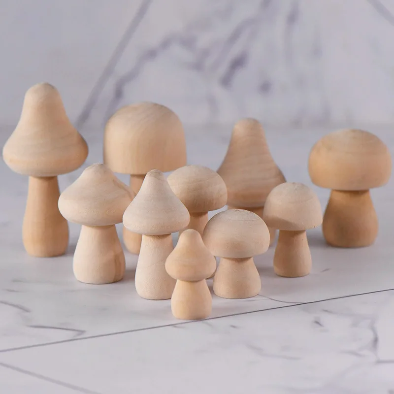 Unfinished wood Mushroom Various Sizes  Wooden Mushroom Craft  customizable DIY mini wooden  set