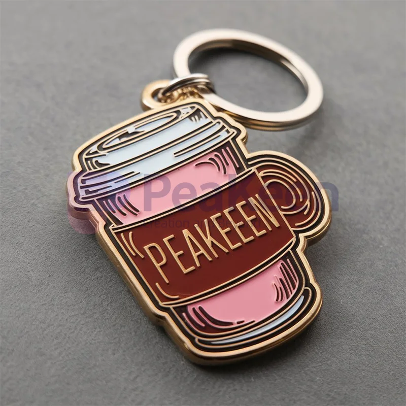 Wholesales Custom Hard Soft Enamel Metal Logo Luxury Brand Mini Coffee Bean Cup Liver Keychain