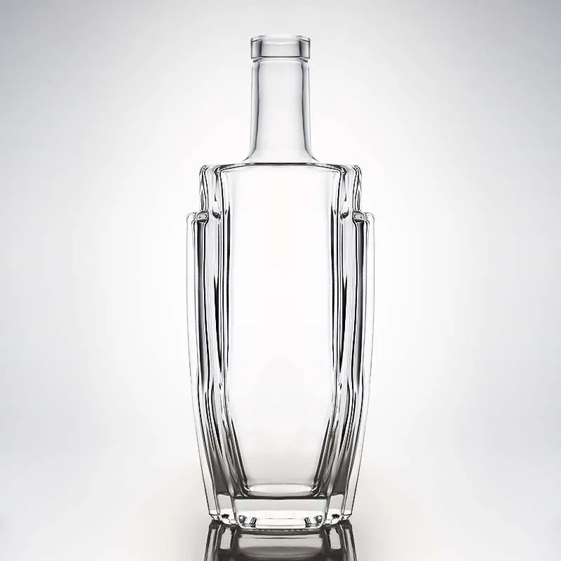 Hot Sale 700ml 750ml Super Flint Glass Bottle Short Neck Glass Liquor Bottle For Whiskey With Cork