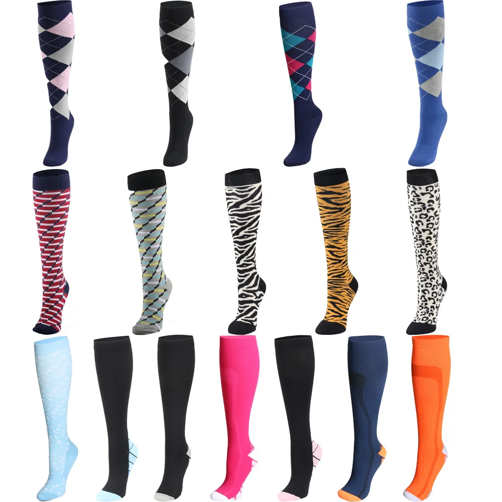 Hot sale breathable elastic long pink sports running compression socks