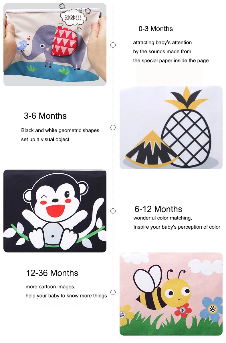 Factory Infant sensory toys Baby floor activity crinkle book with mirror Tummy time quiet book montessori for newborns