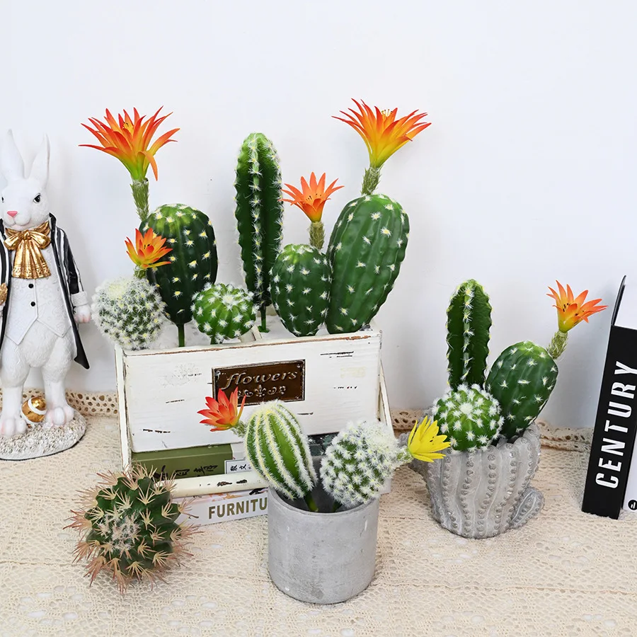 Искусственные Тропические Зеленые растения пустынный кактус комнатные комбинированные украшения цветочный орнамент