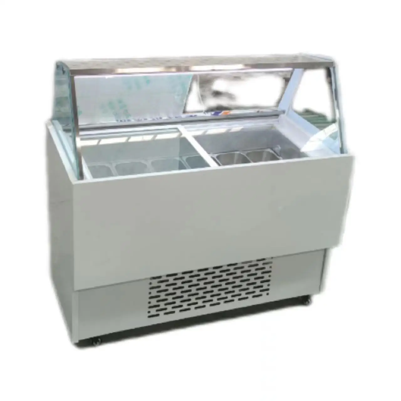 LVKE High quality new design ice cream gelato display freezer with wheels 12 pans