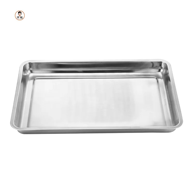 
Restaurant Stainless Steel Plate Rectangle Deep Dish Steaming Rice Fish Baking Multi-Purpose Plate 