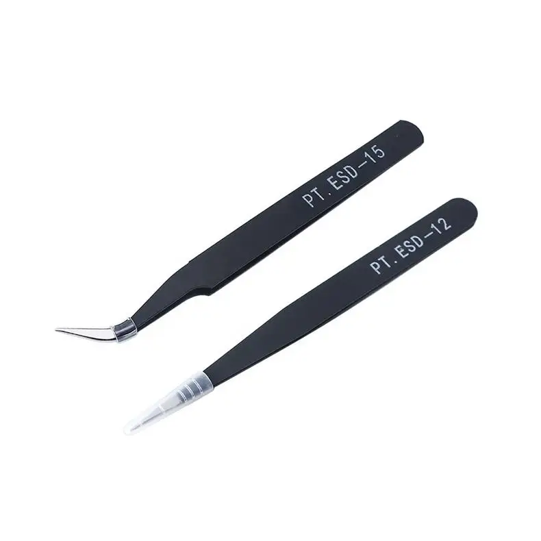 Amazon Hot Selling Stainless Steel Anti-static Straight Curved Tweezers Nail Art Rhinestones Stud Bead Tool Nippers Clip Tweezer