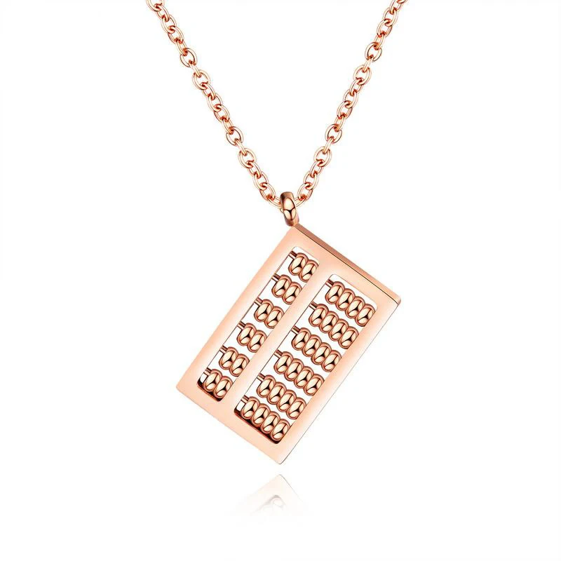 Wholesale new hot cjarm jewelry stainless steel abacus rose gold plated hanging pendant necklace
