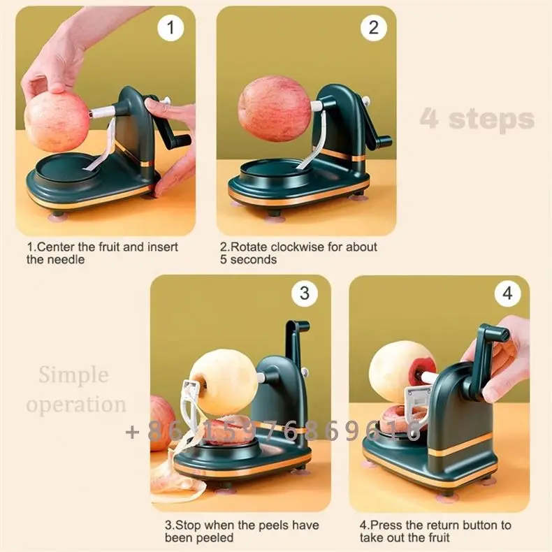Kitchen Tools Plastic Stainless Steel Multifunctional Fast Manual Fruit Pear  Peeler With  Cutter