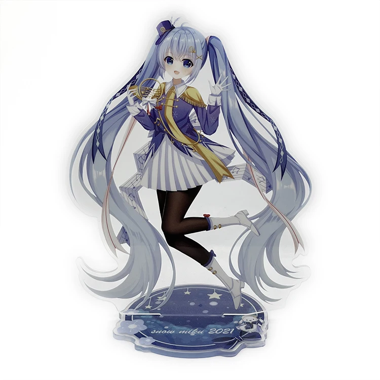 Free sample CMYK offset print CNC cut custom character acrylic stand anime key chain keychain art acrylic anime display