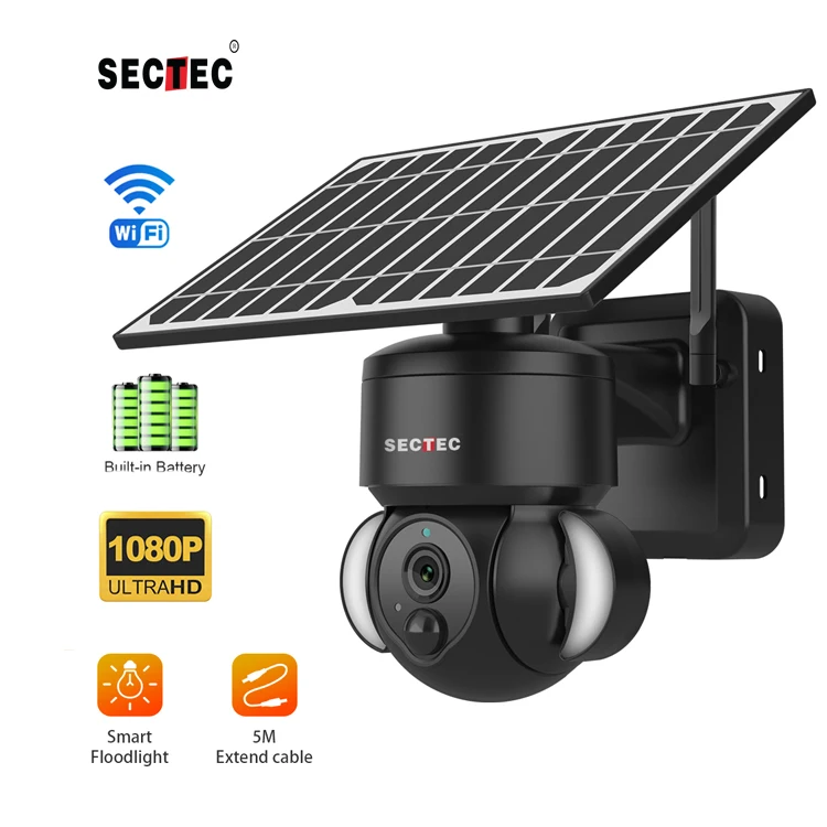 Hot sales 2MP Low Power Wireless 360 Web Ptz Outdoor Solar TUYA Security Camera System Cctv Network Camera