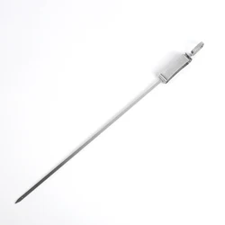 Amazon Hot Sale BBQ Skewers Stainless Steel Barbecue Forks with Push Bar Meat Flat Metal Long Kabob Skewers for Grilling