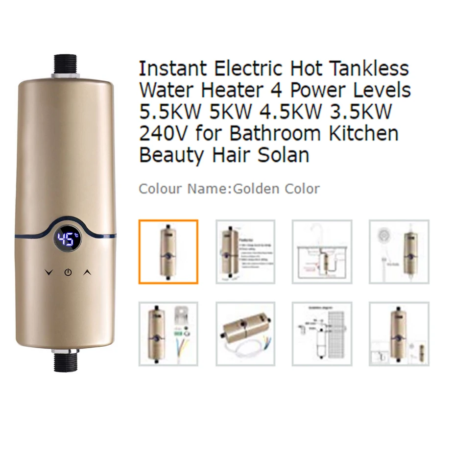 
High speed 5.5KW instant tankless mini kitchen atautomatic electric water heater 