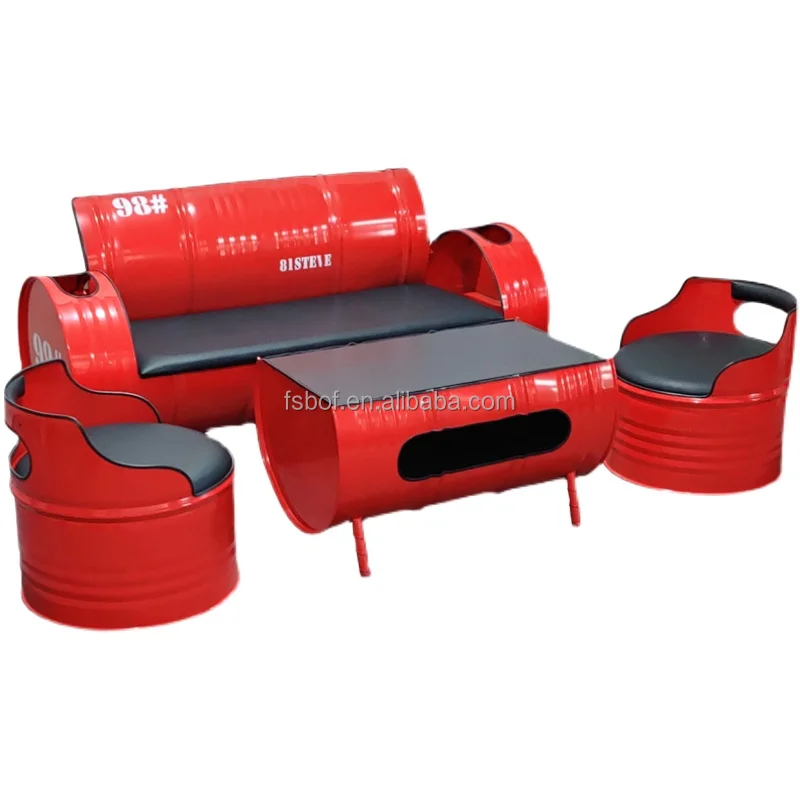 Iron art creative industrial style bar table and chair combination oil barrel sofa KTV clothing store retro sofa booth and chair