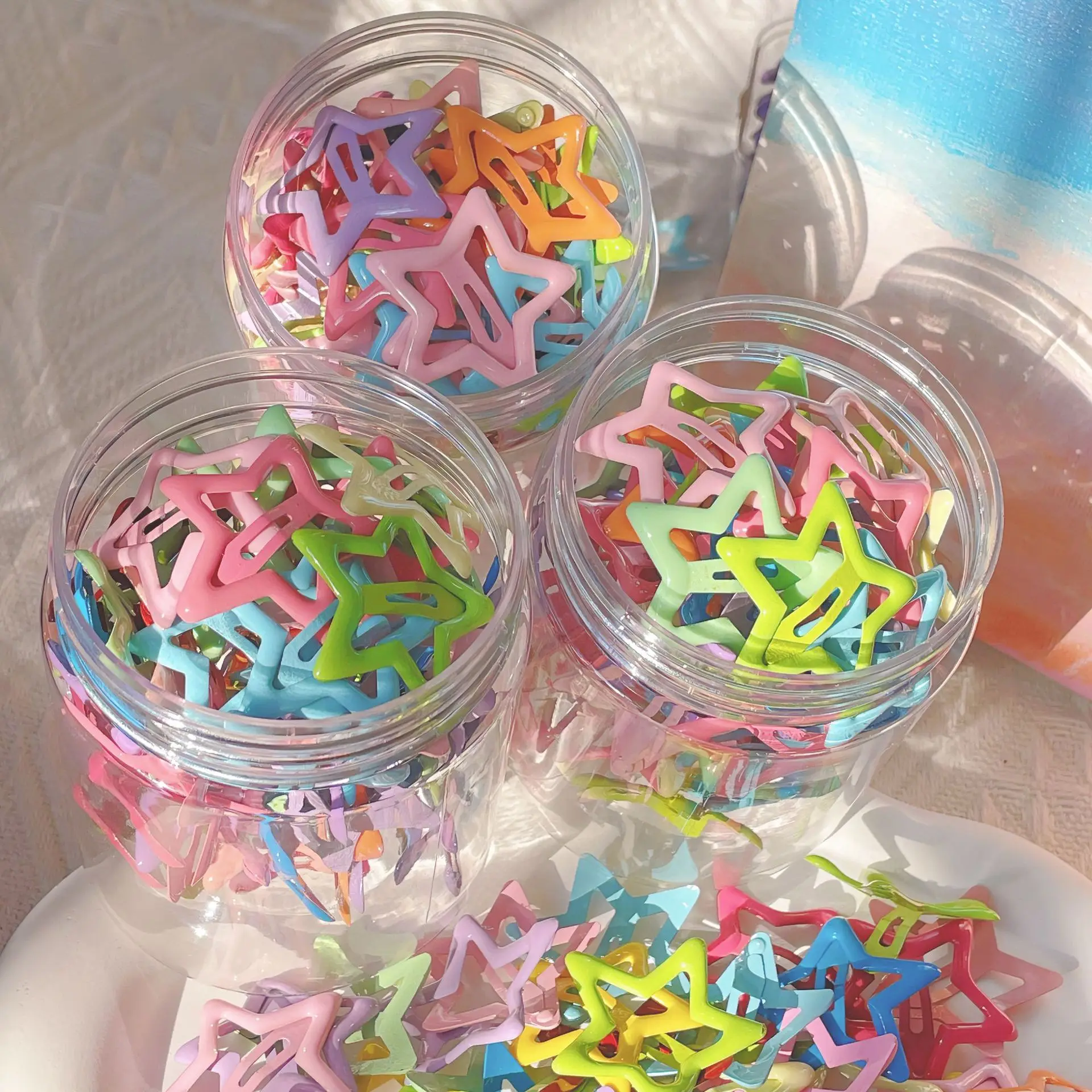 Hot Selling Y2k Colorful Star BB Hair Clips Cute Five-Star Baby Hair Clips Ins Style Simple Snap Hair Clip Girls
