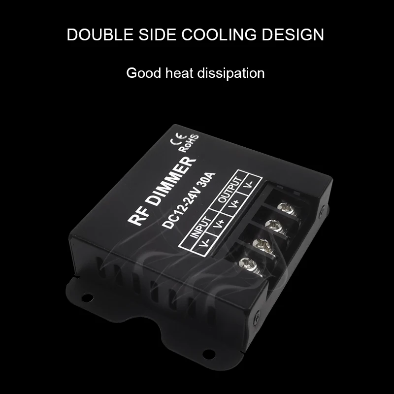 12V 24V Black Iron Shell Single Color LED Strip Lights Manual Wireless remote control LED strip Adjust Brightness Dimmer Switch