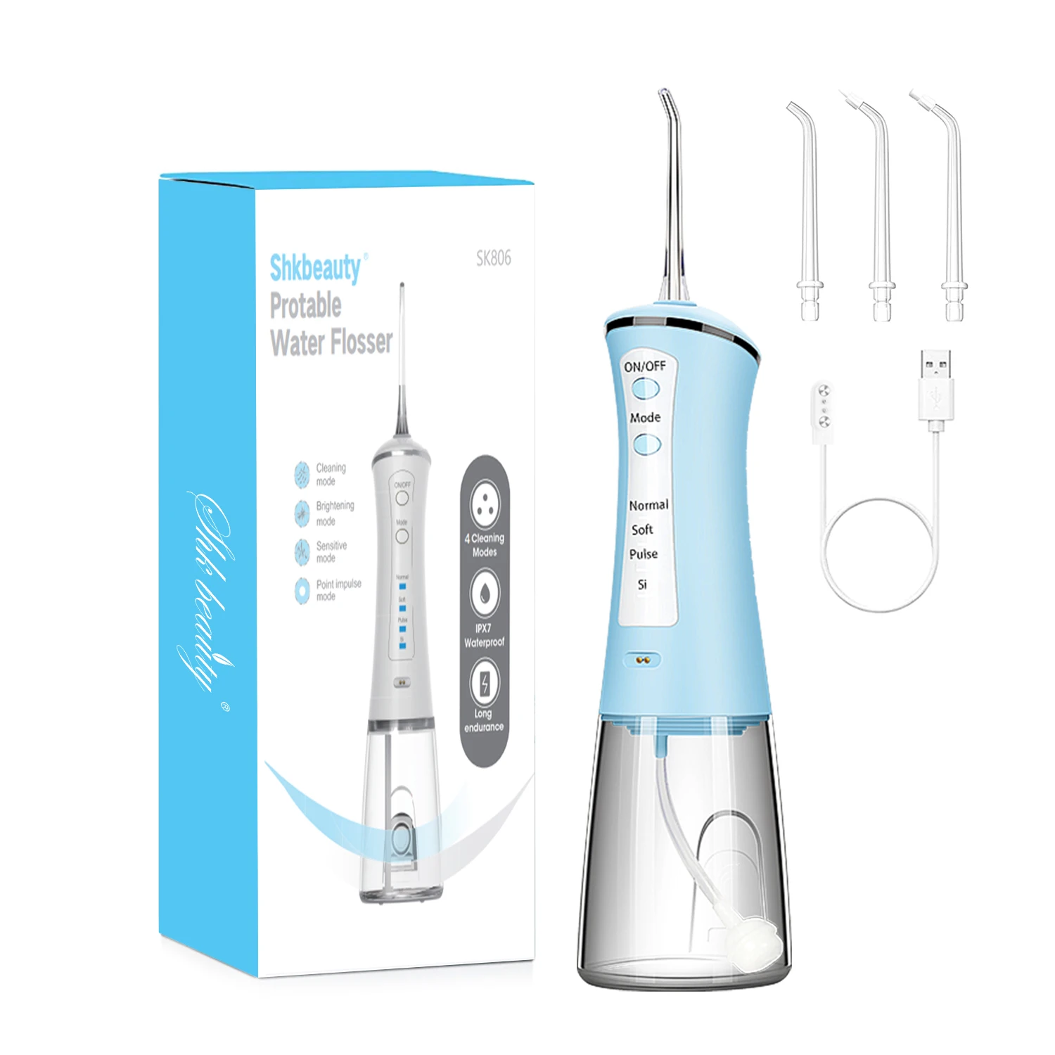Portable Cordless Electric Teeth Cleaner 5 Modes 300ML Water Tank IPX7 Waterproof Dental Water Flosser Oral Irrigator