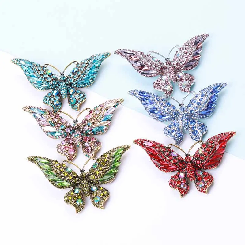 Custom Large Gold Plated Colorful Rhinestone Crystal Alloy Metal Brooches