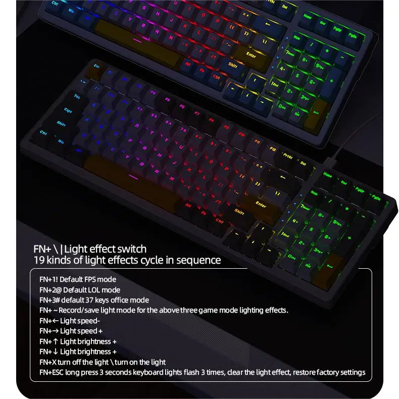 K3Max RGB Mechanical Keyboard 100 Key Full Key Hot Swap Lighting Effects Gaming Keyboard Gasket Muffler Structure Laptops