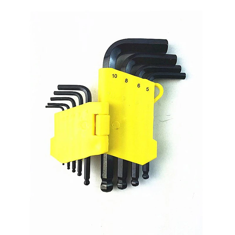 FLOURISH  9pcs Short Arm Ball Point Hex Keyset & Black finish Allen wrench set
