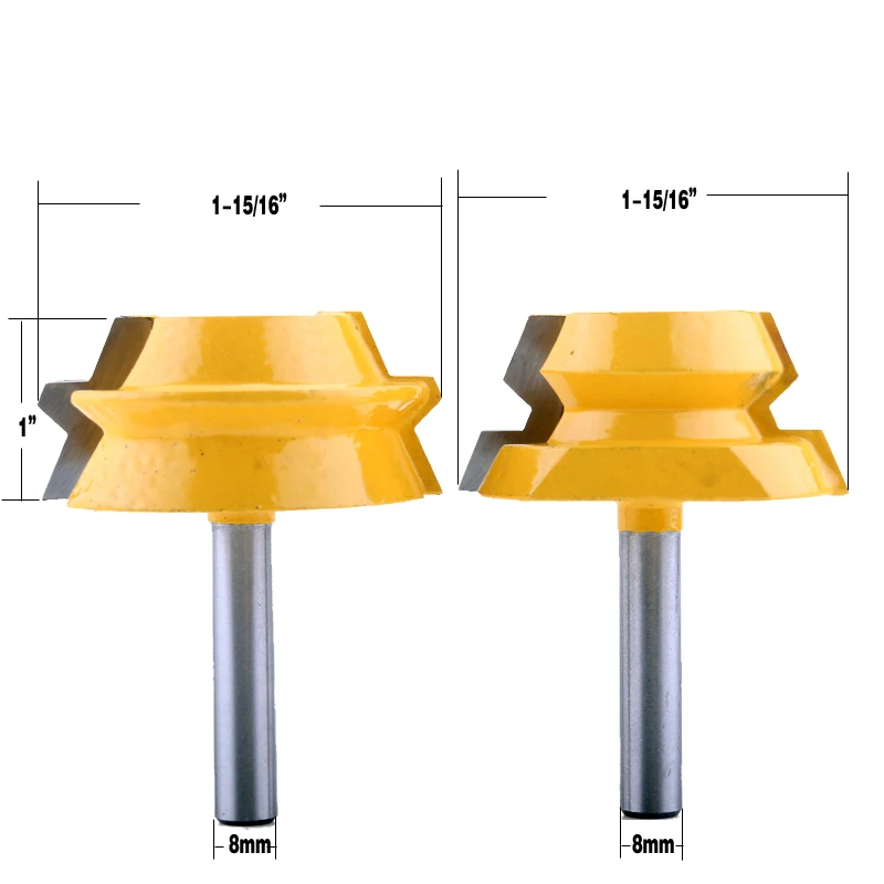 2PC 8mm Shank Lock Miter Router - 22.5 Degree Glue Joinery Router Bit Set Tenon Cutter for Woodworking Tools