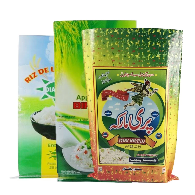 Custom printing design 5kg 10kg 25 kg 50 kg pp woven rice sack bopp laminated pp woven rice packing bag